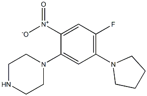 1-[4-fluoro-2-nitro-5-(1-pyrrolidinyl)phenyl]piperazine Struktur