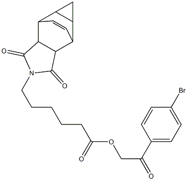 2-(4-bromophenyl)-2-oxoethyl 6-(3,5-dioxo-4-azatetracyclo[5.3.2.0~2,6~.0~8,10~]dodec-11-en-4-yl)hexanoate Structure