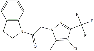 1-{[4-chloro-5-methyl-3-(trifluoromethyl)-1H-pyrazol-1-yl]acetyl}indoline,,结构式