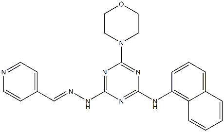 isonicotinaldehyde [4-(4-morpholinyl)-6-(1-naphthylamino)-1,3,5-triazin-2-yl]hydrazone 化学構造式