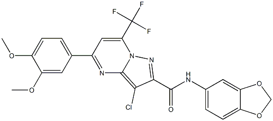 N-(1,3-benzodioxol-5-yl)-3-chloro-5-(3,4-dimethoxyphenyl)-7-(trifluoromethyl)pyrazolo[1,5-a]pyrimidine-2-carboxamide Structure