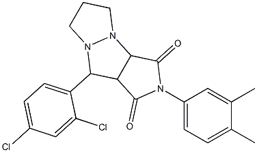 9-(2,4-dichlorophenyl)-2-(3,4-dimethylphenyl)tetrahydro-5H-pyrazolo[1,2-a]pyrrolo[3,4-c]pyrazole-1,3(2H,3aH)-dione Struktur