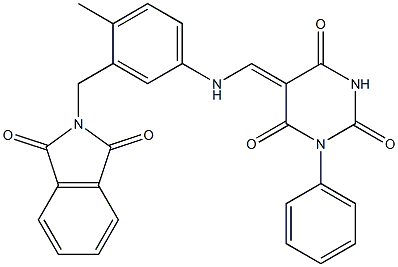 5-({3-[(1,3-dioxo-1,3-dihydro-2H-isoindol-2-yl)methyl]-4-methylanilino}methylene)-1-phenyl-2,4,6(1H,3H,5H)-pyrimidinetrione Structure