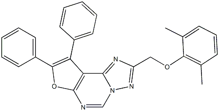 2,6-dimethylphenyl (8,9-diphenylfuro[3,2-e][1,2,4]triazolo[1,5-c]pyrimidin-2-yl)methyl ether,,结构式