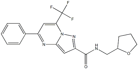 5-phenyl-N-(tetrahydrofuran-2-ylmethyl)-7-(trifluoromethyl)pyrazolo[1,5-a]pyrimidine-2-carboxamide 结构式