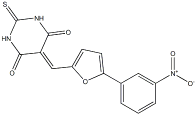 5-[(5-{3-nitrophenyl}-2-furyl)methylene]-2-thioxodihydro-4,6(1H,5H)-pyrimidinedione 化学構造式