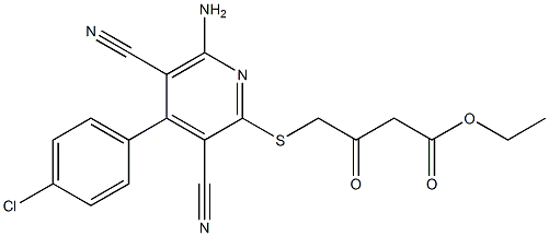 ethyl 4-{[6-amino-4-(4-chlorophenyl)-3,5-dicyano-2-pyridinyl]sulfanyl}-3-oxobutanoate,,结构式
