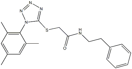 2-[(1-mesityl-1H-tetraazol-5-yl)sulfanyl]-N-(2-phenylethyl)acetamide,,结构式