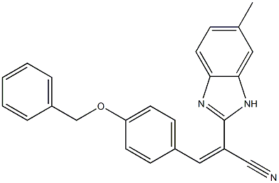 3-[4-(benzyloxy)phenyl]-2-(6-methyl-1H-benzimidazol-2-yl)acrylonitrile 化学構造式