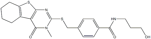 N-(3-hydroxypropyl)-4-{[(3-methyl-4-oxo-3,4,5,6,7,8-hexahydro[1]benzothieno[2,3-d]pyrimidin-2-yl)sulfanyl]methyl}benzamide Structure