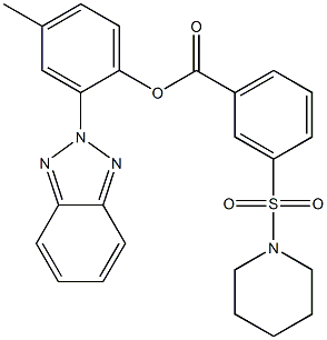 2-(2H-1,2,3-benzotriazol-2-yl)-4-methylphenyl 3-(1-piperidinylsulfonyl)benzoate Structure
