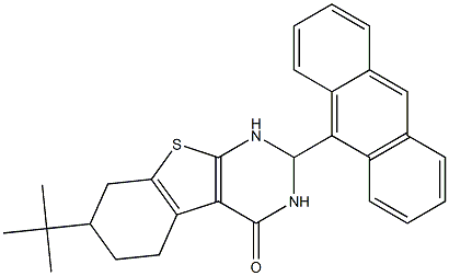 2-(9-anthryl)-7-tert-butyl-2,3,5,6,7,8-hexahydro[1]benzothieno[2,3-d]pyrimidin-4(1H)-one,,结构式