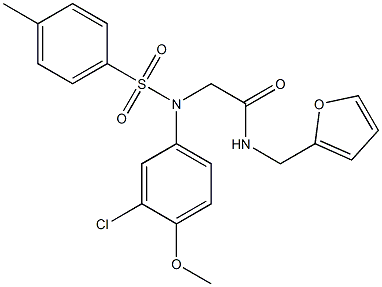 2-{3-chloro-4-methoxy[(4-methylphenyl)sulfonyl]anilino}-N-(2-furylmethyl)acetamide 结构式