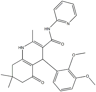 4-(2,3-dimethoxyphenyl)-2,7,7-trimethyl-5-oxo-N-pyridin-2-yl-1,4,5,6,7,8-hexahydroquinoline-3-carboxamide Structure