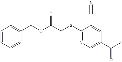 benzyl [(5-acetyl-3-cyano-6-methyl-2-pyridinyl)sulfanyl]acetate,,结构式