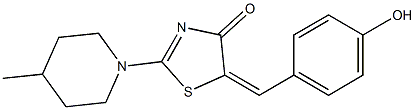 5-(4-hydroxybenzylidene)-2-(4-methyl-1-piperidinyl)-1,3-thiazol-4(5H)-one Struktur