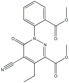 methyl 5-cyano-4-ethyl-1-[2-(methoxycarbonyl)phenyl]-6-oxo-1,6-dihydro-3-pyridazinecarboxylate,,结构式