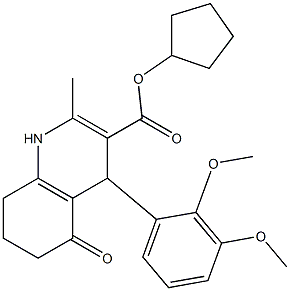 cyclopentyl 4-[2,3-bis(methyloxy)phenyl]-2-methyl-5-oxo-1,4,5,6,7,8-hexahydroquinoline-3-carboxylate Struktur
