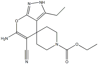 6-amino-5-cyano-1'-ethoxycarbonyl-3-ethyl-2,4-dihydrospiro[pyrano[2,3-c]pyrazole-4,4'-piperidine]|