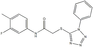 N-(3-fluoro-4-methylphenyl)-2-[(1-phenyl-1H-tetraazol-5-yl)sulfanyl]acetamide Struktur