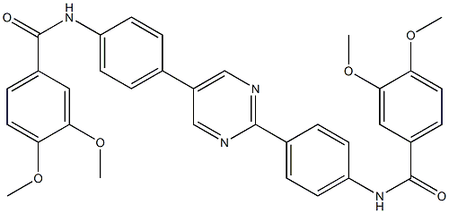 N-[4-(2-{4-[(3,4-dimethoxybenzoyl)amino]phenyl}-5-pyrimidinyl)phenyl]-3,4-dimethoxybenzamide Structure