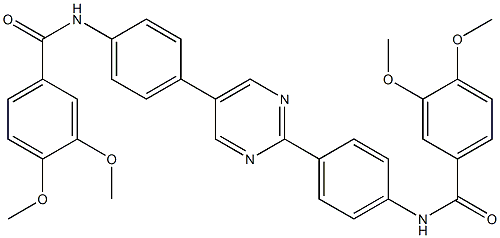 N-[4-(2-{4-[(3,4-dimethoxybenzoyl)amino]phenyl}-5-pyrimidinyl)phenyl]-3,4-dimethoxybenzamide Struktur