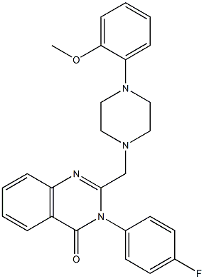 3-(4-fluorophenyl)-2-{[4-(2-methoxyphenyl)-1-piperazinyl]methyl}-4(3H)-quinazolinone,,结构式