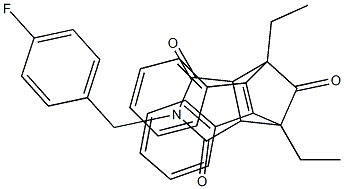 1,7-diethyl-4-(4-fluorobenzyl)-8,9-diphenyl-4-azatricyclo[5.2.1.0~2,6~]dec-8-ene-3,5,10-trione,,结构式