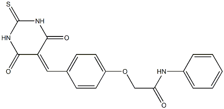 2-{4-[(4,6-dioxo-2-thioxotetrahydro-5(2H)-pyrimidinylidene)methyl]phenoxy}-N-phenylacetamide Struktur