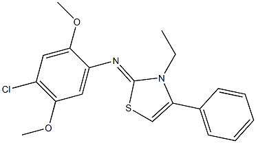 N-(4-chloro-2,5-dimethoxyphenyl)-N-(3-ethyl-4-phenyl-1,3-thiazol-2(3H)-ylidene)amine Struktur