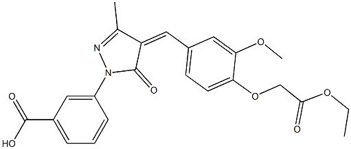 3-{4-[4-(2-ethoxy-2-oxoethoxy)-3-methoxybenzylidene]-3-methyl-5-oxo-4,5-dihydro-1H-pyrazol-1-yl}benzoic acid Struktur