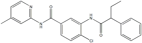 4-chloro-N-(4-methyl-2-pyridinyl)-3-[(2-phenylbutanoyl)amino]benzamide,,结构式
