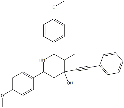2,6-bis(4-methoxyphenyl)-3-methyl-4-(phenylethynyl)-4-piperidinol,,结构式