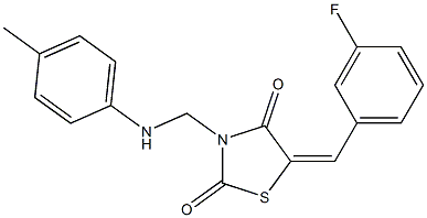 5-(3-fluorobenzylidene)-3-(4-toluidinomethyl)-1,3-thiazolidine-2,4-dione Structure