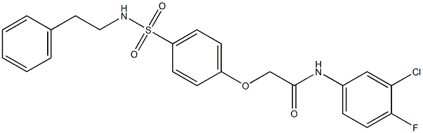 N-(3-chloro-4-fluorophenyl)-2-(4-{[(2-phenylethyl)amino]sulfonyl}phenoxy)acetamide Struktur