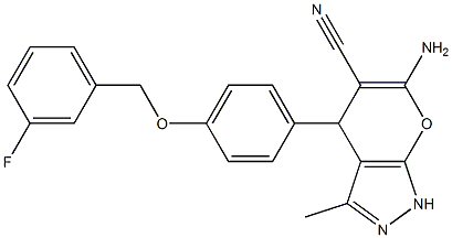 6-amino-4-{4-[(3-fluorobenzyl)oxy]phenyl}-3-methyl-1,4-dihydropyrano[2,3-c]pyrazole-5-carbonitrile|