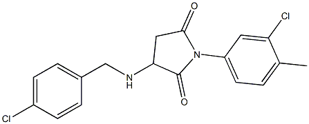 3-[(4-chlorobenzyl)amino]-1-(3-chloro-4-methylphenyl)pyrrolidine-2,5-dione,,结构式