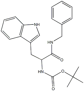 tert-butyl 2-(benzylamino)-1-(1H-indol-3-ylmethyl)-2-oxoethylcarbamate Structure