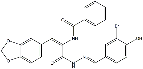 N-(2-(1,3-benzodioxol-5-yl)-1-{[2-(3-bromo-4-hydroxybenzylidene)hydrazino]carbonyl}vinyl)benzamide Structure
