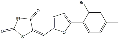 5-{[5-(2-bromo-4-methylphenyl)-2-furyl]methylene}-1,3-thiazolidine-2,4-dione,,结构式