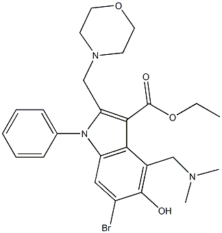 ethyl 6-bromo-4-[(dimethylamino)methyl]-5-hydroxy-2-(4-morpholinylmethyl)-1-phenyl-1H-indole-3-carboxylate Structure