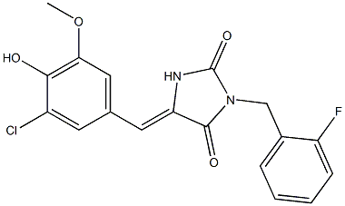 5-(3-chloro-4-hydroxy-5-methoxybenzylidene)-3-(2-fluorobenzyl)-2,4-imidazolidinedione