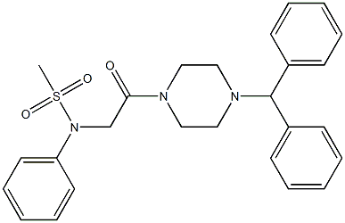 N-[2-(4-benzhydrylpiperazin-1-yl)-2-oxoethyl]-N-phenylmethanesulfonamide 化学構造式
