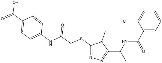 4-({[(5-{1-[(2-chlorobenzoyl)amino]ethyl}-4-methyl-4H-1,2,4-triazol-3-yl)thio]acetyl}amino)benzoicacid Structure