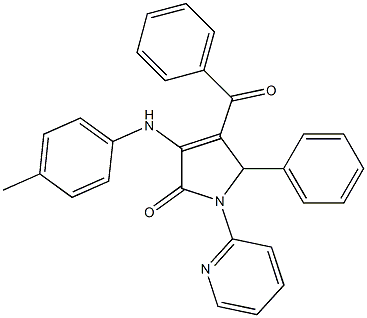 4-benzoyl-5-phenyl-1-(2-pyridinyl)-3-(4-toluidino)-1,5-dihydro-2H-pyrrol-2-one 化学構造式