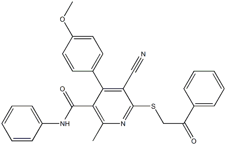 5-cyano-4-(4-methoxyphenyl)-2-methyl-6-[(2-oxo-2-phenylethyl)sulfanyl]-N-phenylnicotinamide