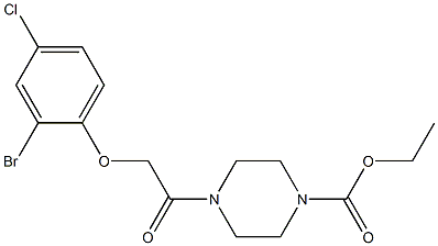 ethyl 4-[(2-bromo-4-chlorophenoxy)acetyl]-1-piperazinecarboxylate 化学構造式