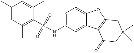 N-(7,7-dimethyl-9-oxo-6,7,8,9-tetrahydrodibenzo[b,d]furan-2-yl)-2,4,6-trimethylbenzenesulfonamide Struktur