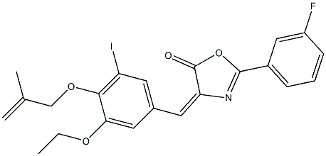 4-{3-ethoxy-5-iodo-4-[(2-methyl-2-propenyl)oxy]benzylidene}-2-(3-fluorophenyl)-1,3-oxazol-5(4H)-one Structure