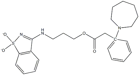 3-[(1,1-dioxido-1,2-benzisothiazol-3-yl)amino]propyl 1-azepanyl(phenyl)acetate 化学構造式